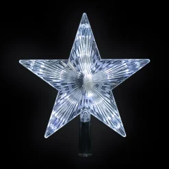 Northlight Stars-8.5" Led Lighted Clear 5 Point Star Christmas Tree Topper, White Lights