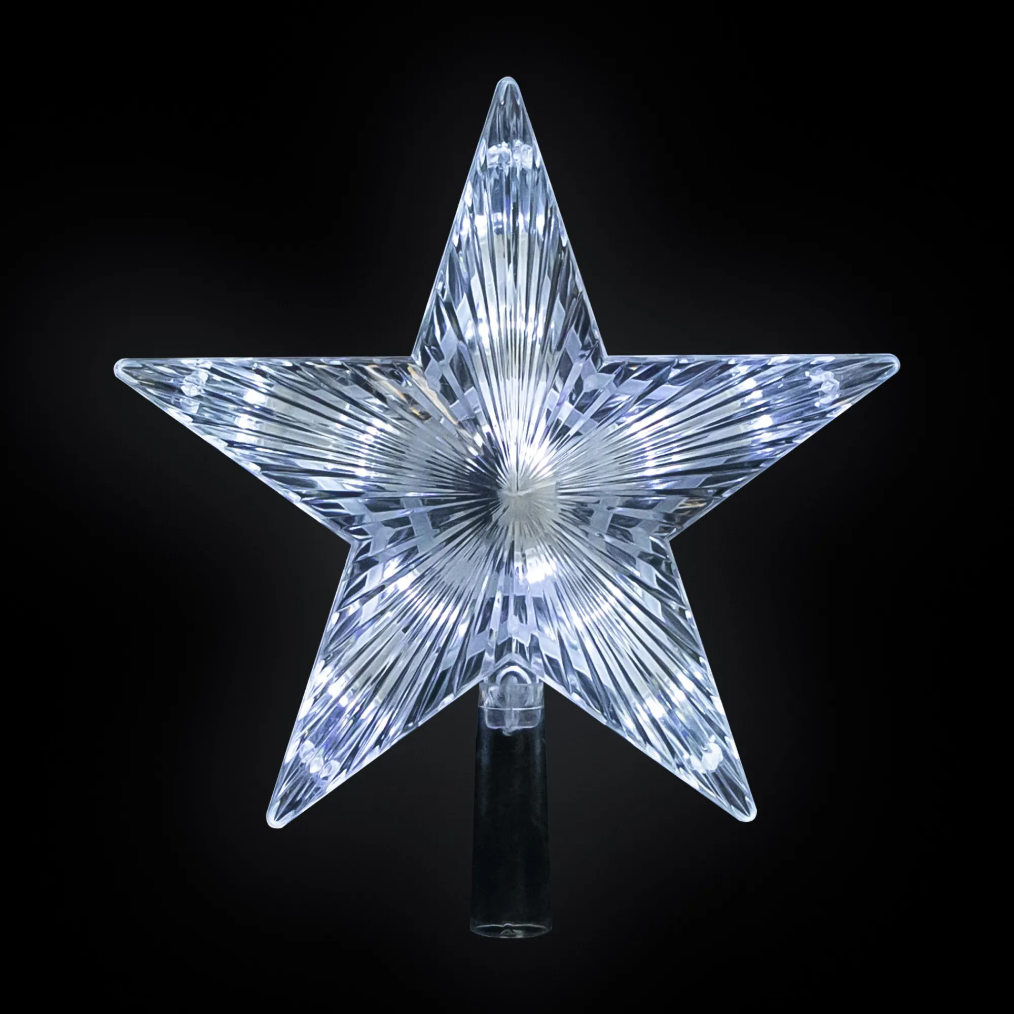 Northlight Stars-8.5" Led Lighted Clear 5 Point Star Christmas Tree Topper, White Lights