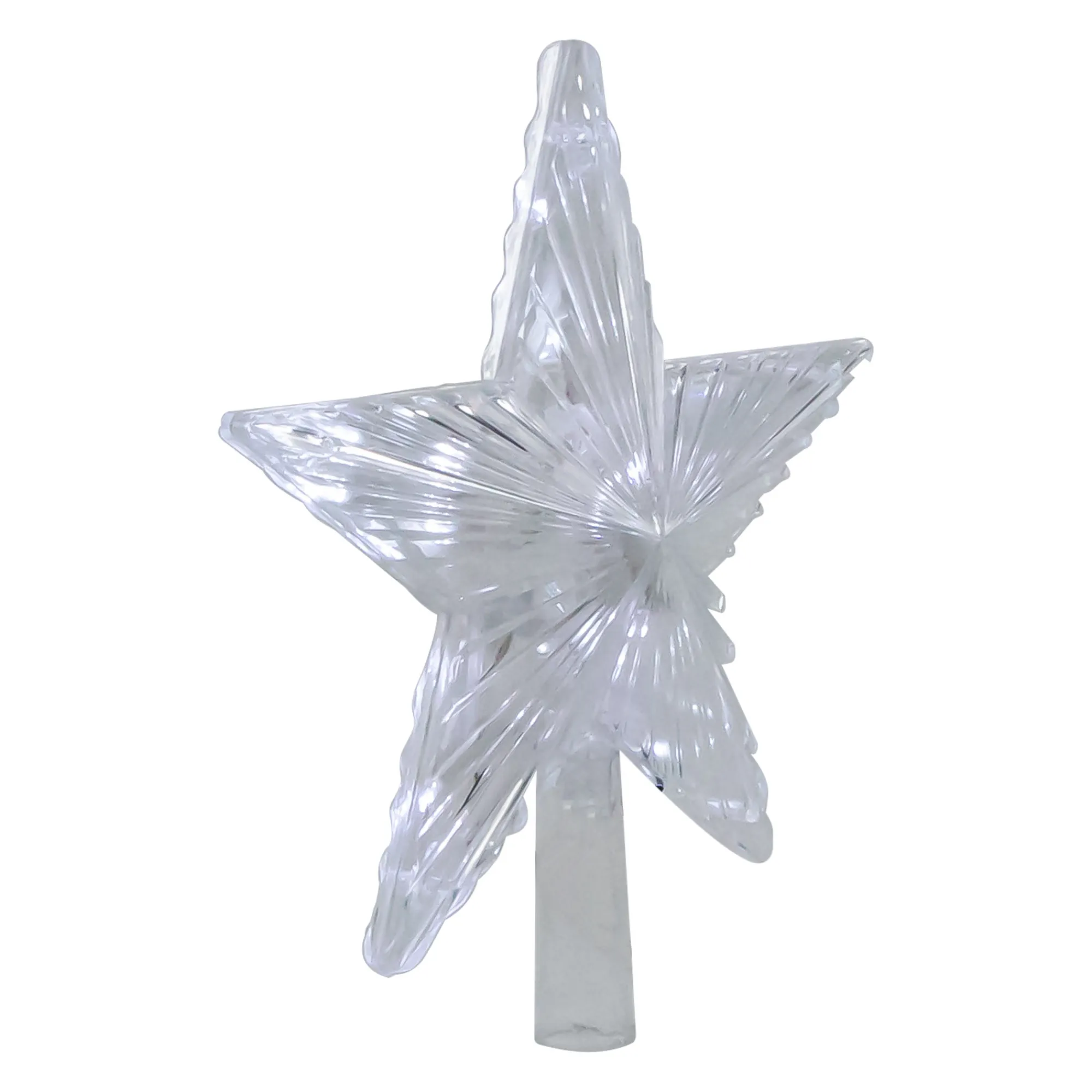 Northlight Stars-8.5" Led Lighted Clear 5 Point Star Christmas Tree Topper, White Lights