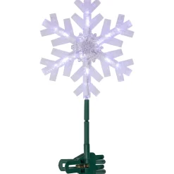 Northlight Stars-14.75" Led Lighted Clip-On Snowflake Christmas Tree Topper, White Lights
