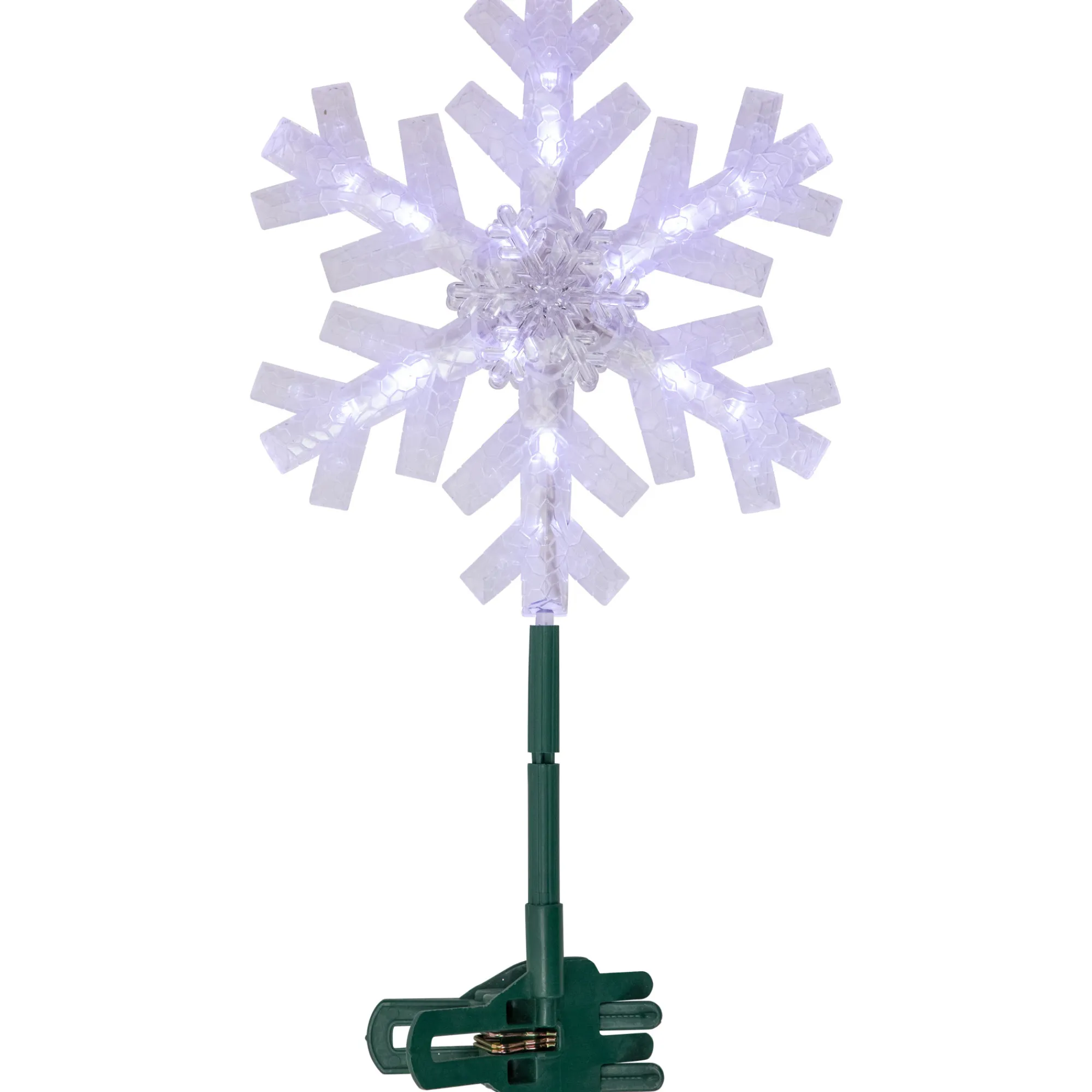 Northlight Stars-14.75" Led Lighted Clip-On Snowflake Christmas Tree Topper, White Lights