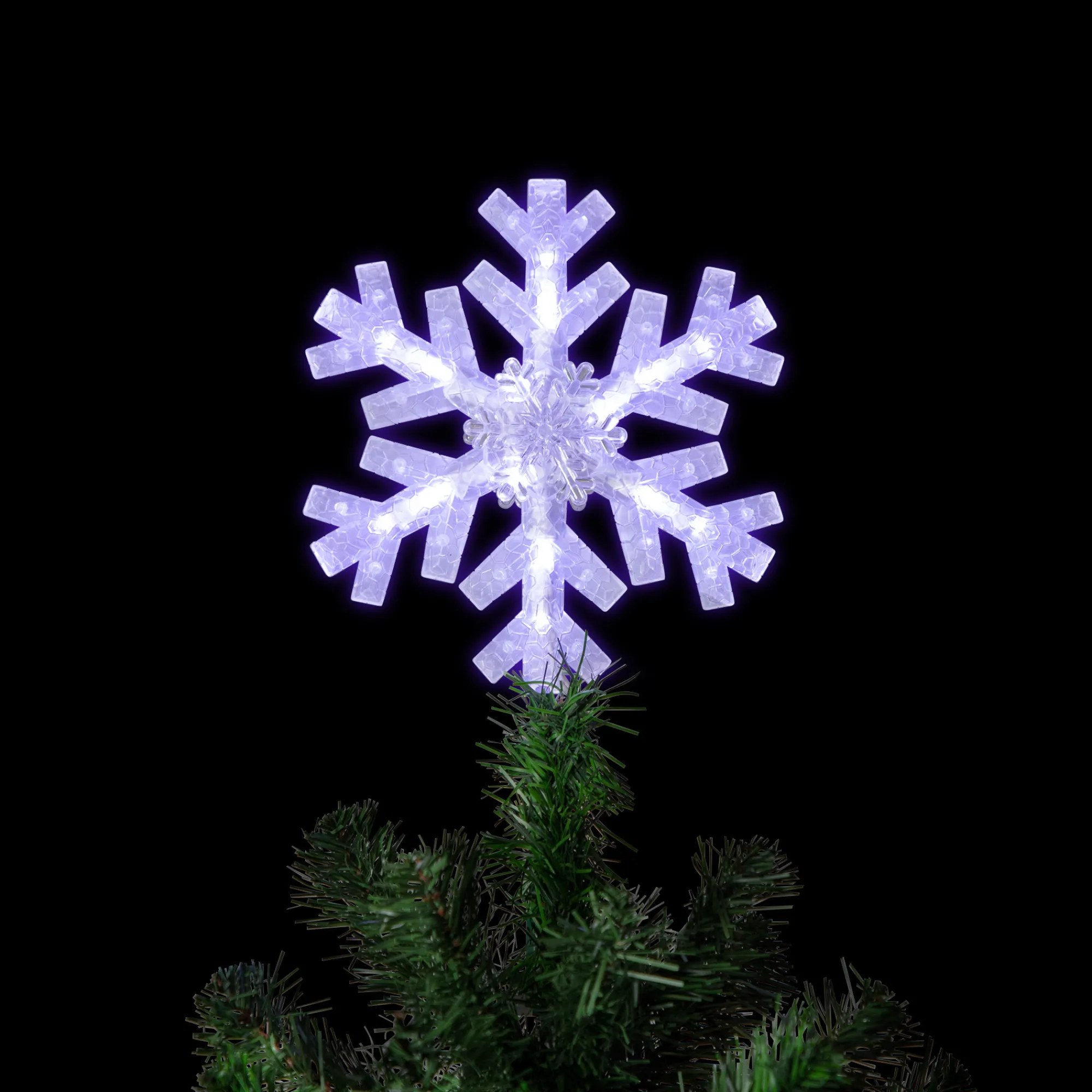 Northlight Stars-14.75" Led Lighted Clip-On Snowflake Christmas Tree Topper, White Lights