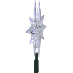 Kurt Adler Stars-10.5" Led 8-Point Star Christmas Tree Topper - Pure White Lights