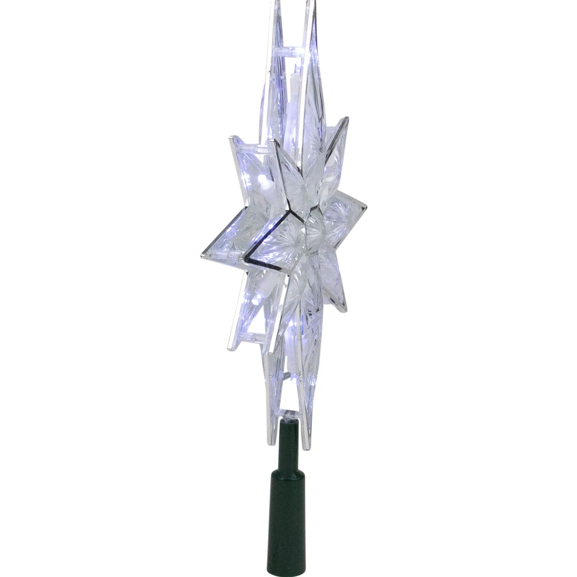 Kurt Adler Stars-10.5" Led 8-Point Star Christmas Tree Topper - Pure White Lights