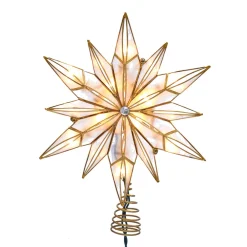 Home and Holiday Shops Finials-10 Light 12 Point Capiz Star And Center Gem Treetopper