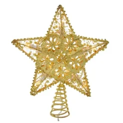 Kurt Adler Finials-20 Light Gold Star Christmas Tree Topper 10 Inch Ul0913Go