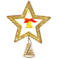 Kurt Adler Finials-45 Light Led Gold Star Christmas Tree Topper 12 Inch Ad2402
