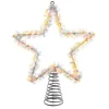 Kurt Adler Finials-55 Light Warm White Silver Tinsel Star Christmas Tree Topper 12.2 Inch Ad1022Ww