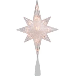 Northlight Stars-11" Lighted 8 Point Bethlehem Star Christmas Tree Topper - Clear Lights , Green Wire