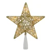Northlight Stars-9.5" Lighted 5 Point Gold Wire Star Christmas Tree Topper - Clear Lights