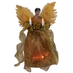 Kurt Adler Angels-11.5" Lighted African American Winged Angel Christmas Tree Topper - Clear Lights