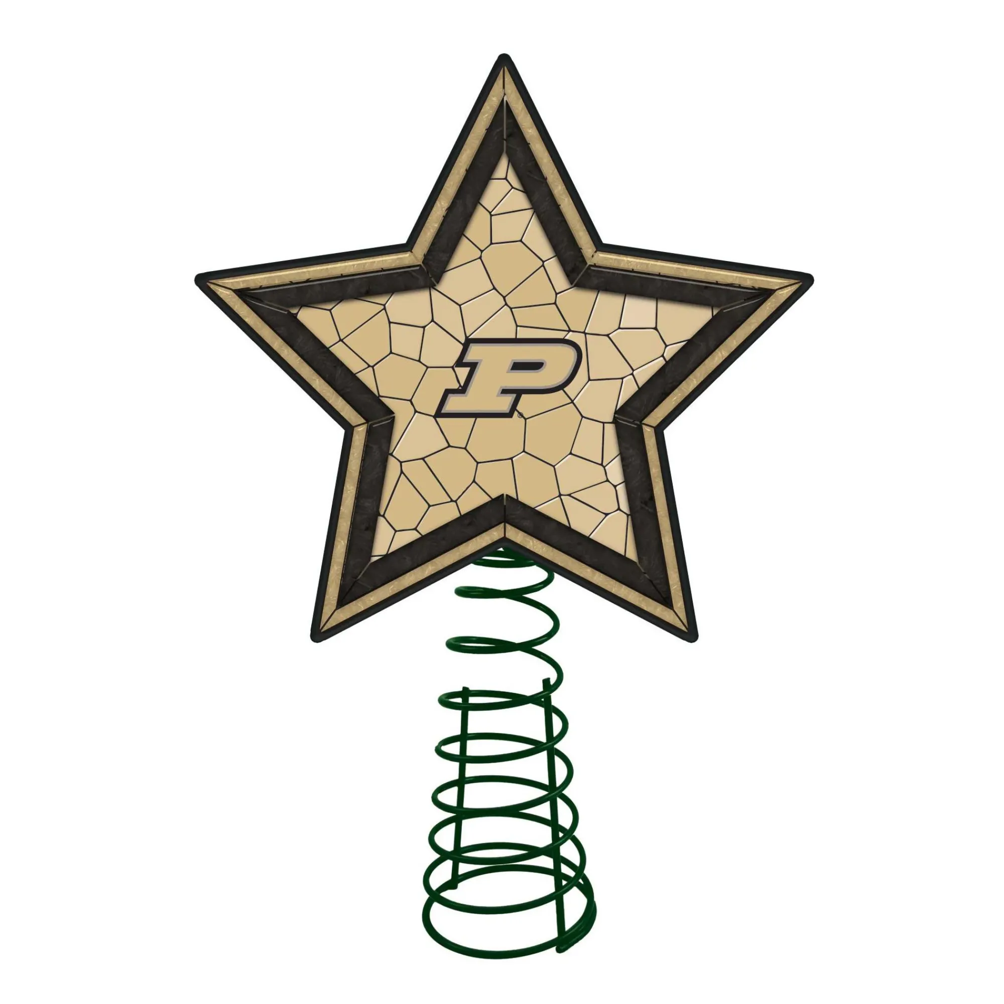 The Memory Company Stars-10" Lighted Beige And Black Star Ncaa Purdue Boilermakers Mosaic Christmas Tree Topper