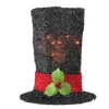 Northlight Stars-9" Lighted Black Tinsel Snowman Top Hat Christmas Tree Topper - Clear Lights