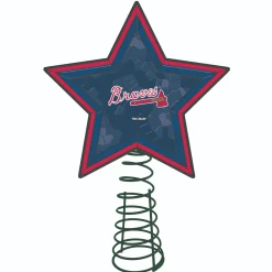 The Memory Company Stars-10" Lighted Blue And Red Mosaic Style Star Mlb Atlanta Braves Christmas Tree Topper