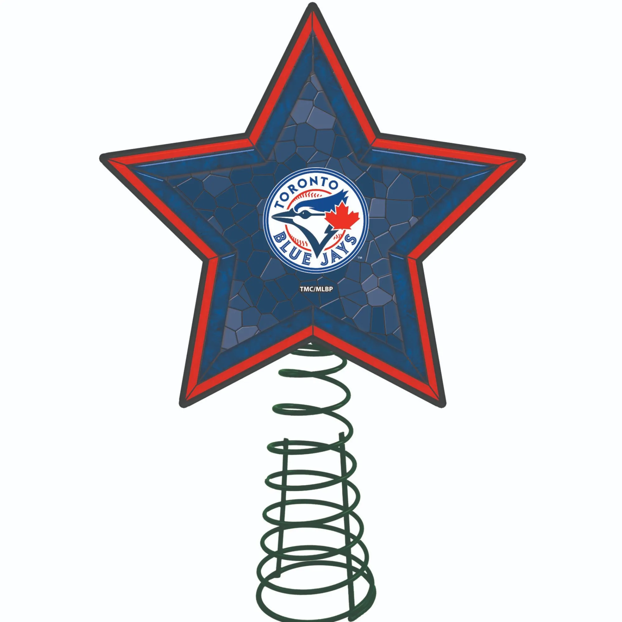 The Memory Company Stars-10" Lighted Blue And Red Mosaic Style Star Mlb Toronto Blue Jays Christmas Tree Topper