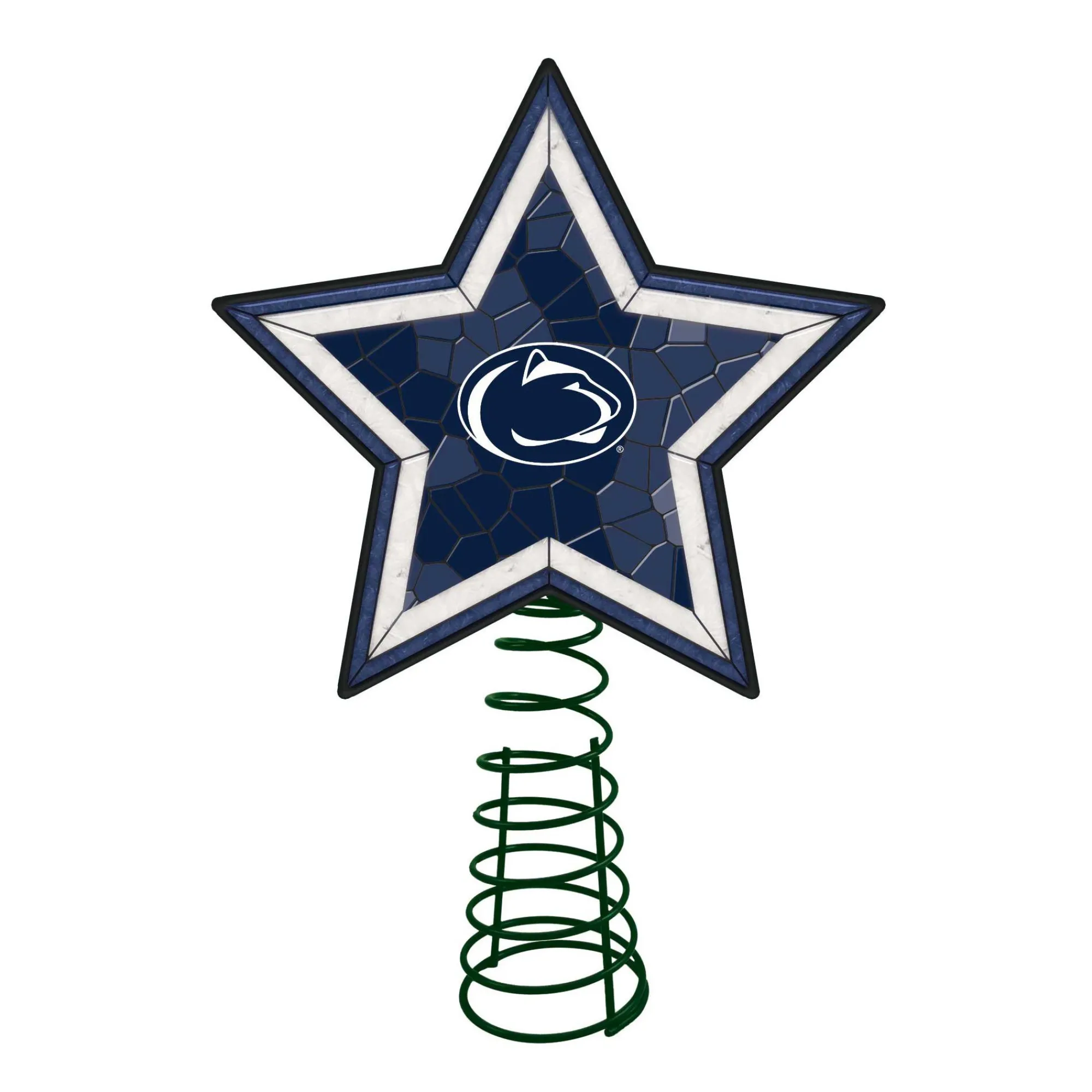 The Memory Company Stars-10" Lighted Blue And White Star Ncaa Penn State Nittany Lions Mosaic Christmas Tree Topper