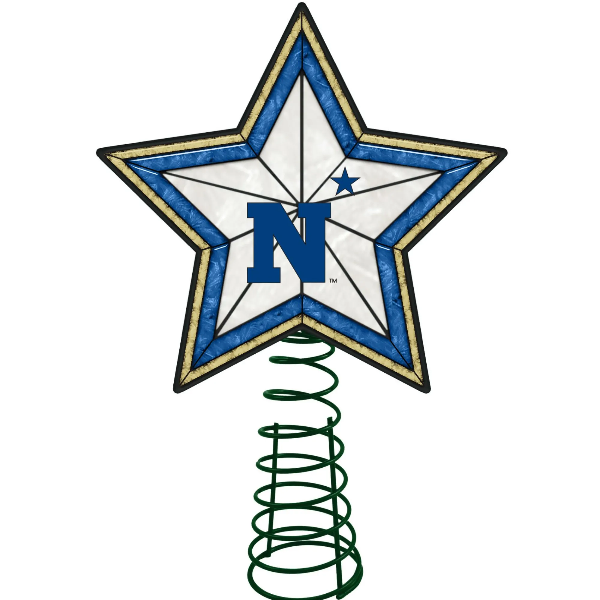 The Memory Company Stars-10" Lighted Blue And White Star Ncaa Navy Midshipmen Christmas Tree Topper