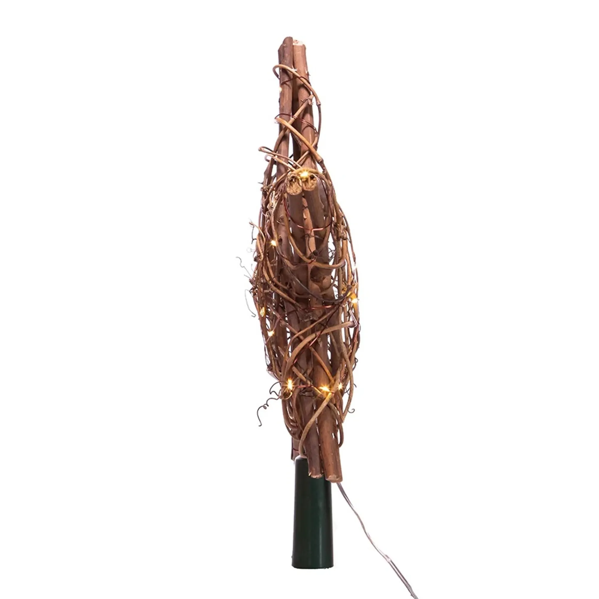 KSA Stars-11.5" Lighted Brown Star Christmas Tree Topper, Warm White Lights