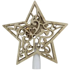 Northlight Stars-10" Lighted Brown Star With Cut-Out Design Christmas Tree Topper - Clear Lights