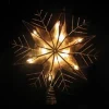 KSA Stars-10" Lighted Capiz Star With Silver Snow Flake Christmas Tree Topper - Clear Lights