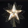 KSA Stars-8.75" Lighted Capiz Star With Beaded Sunbursts Christmas Tree Topper- Clear Lights