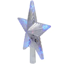 Hofert Stars-9.5" Lighted Clear 5 Point Star Christmas Tree Topper - Multicolor Led Lights