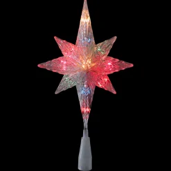 Northlight Stars-11" Lighted Clear 8 Point Star Of Bethlehem Christmas Tree Topper - Multicolor Lights