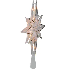 Northlight Stars-11" Lighted Clear Bethlehem Star With Gold Trim Christmas Tree Topper