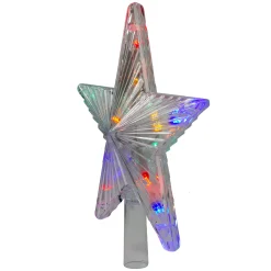 Hofert Stars-9.5" Lighted Clear Constant Wide Angle 5 Point Star Christmas Tree Topper - Multicolor Led Lights