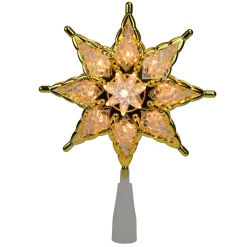 Northlight Stars-8" Lighted Clear Crystal 8-Point Star Christmas Tree Topper - Clear Lights