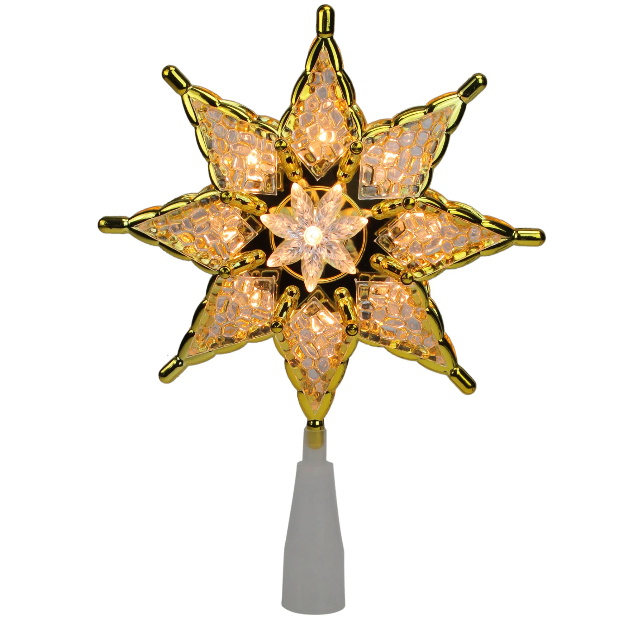 Northlight Stars-8" Lighted Clear Crystal 8-Point Star Christmas Tree Topper - Clear Lights