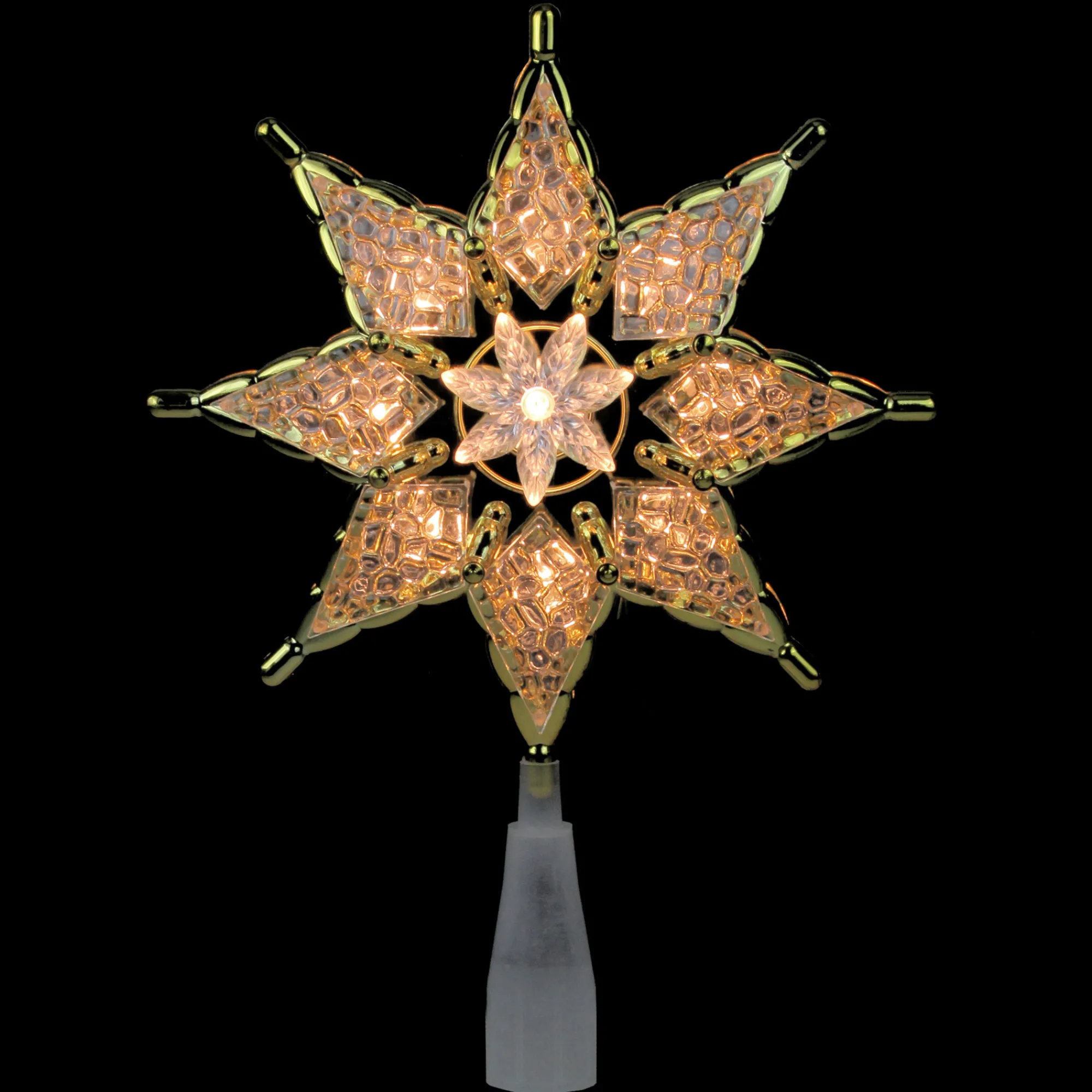Northlight Stars-8" Lighted Clear Crystal 8-Point Star Christmas Tree Topper - Clear Lights