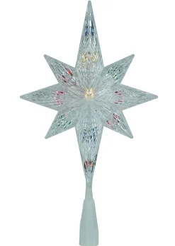 Sienna Stars-11" Lighted Clear Faceted Bethlehem Star Christmas Tree Topper - Multi Lights