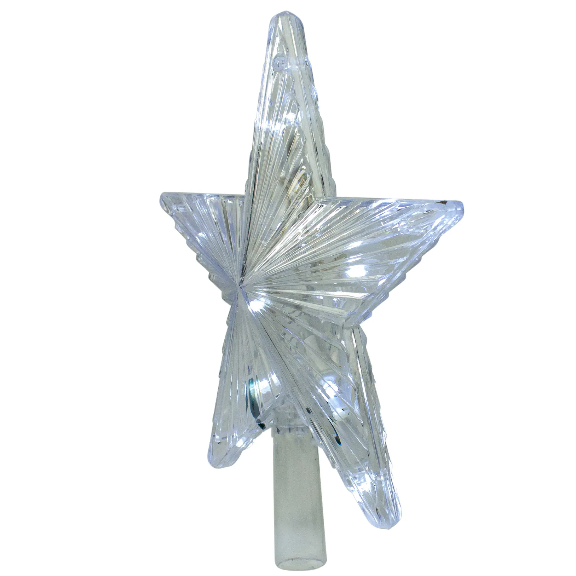 Hofert Stars-9.5" Lighted Clear Mini 5 Point Star Christmas Tree Topper - Clear Led Lights