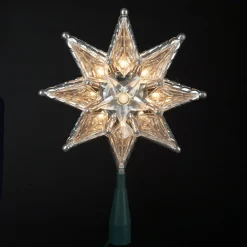 KSA Stars-8" Lighted Clear 8-Point Star Christmas Tree Topper - Clear Lights