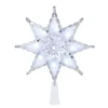 KSA Stars-8.5" Lighted Cool White Star Christmas Tree Topper, White Led Lights