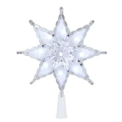 KSA Stars-8.5" Lighted Cool White Star Christmas Tree Topper, White Led Lights