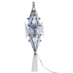 KSA Stars-8.5" Lighted Cool White Star Christmas Tree Topper, White Led Lights