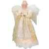 Kurt Adler Angels-16.5" Lighted Cream And Gold Angel Christmas Tree Topper - Clear Lights