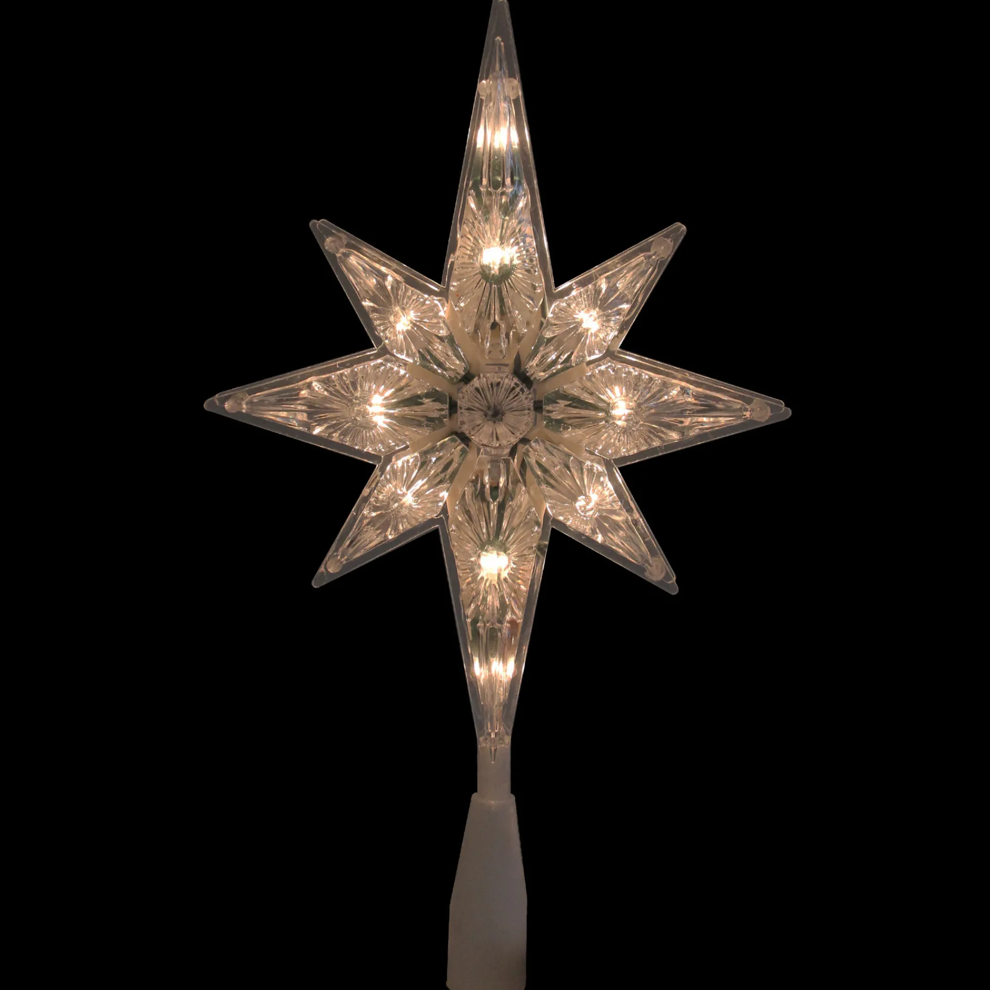 Northlight Stars-10" Lighted Faceted Star Of Bethlehem Christmas Tree Topper- Clear Lights, Green Wire