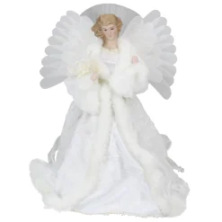 Northlight Angels-14" Lighted Fiber Optic Angel With White Gown Christmas Tree Topper