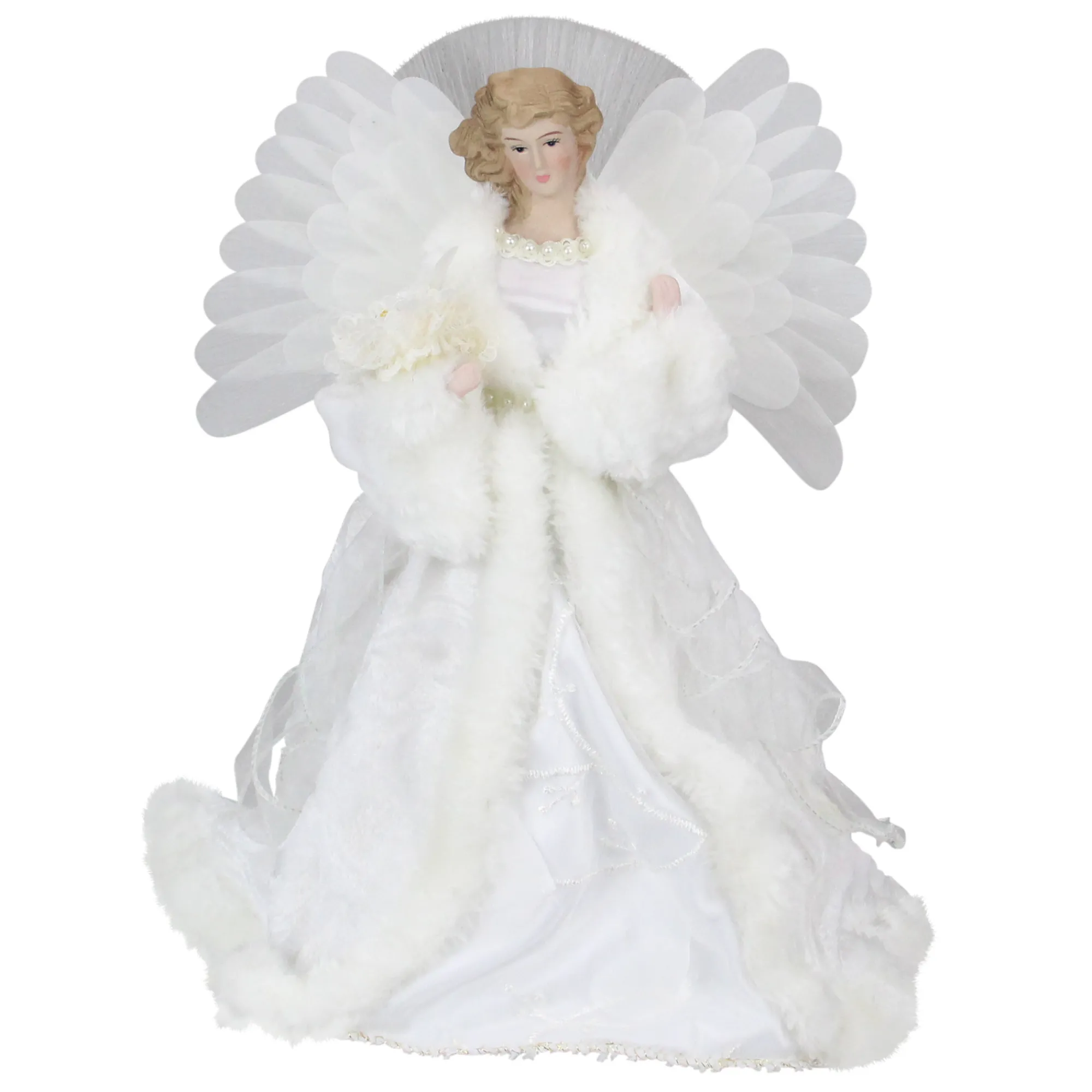 Northlight Angels-14" Lighted Fiber Optic Angel With White Gown Christmas Tree Topper
