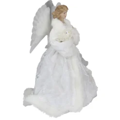 Northlight Angels-14" Lighted Fiber Optic Angel With White Gown Christmas Tree Topper