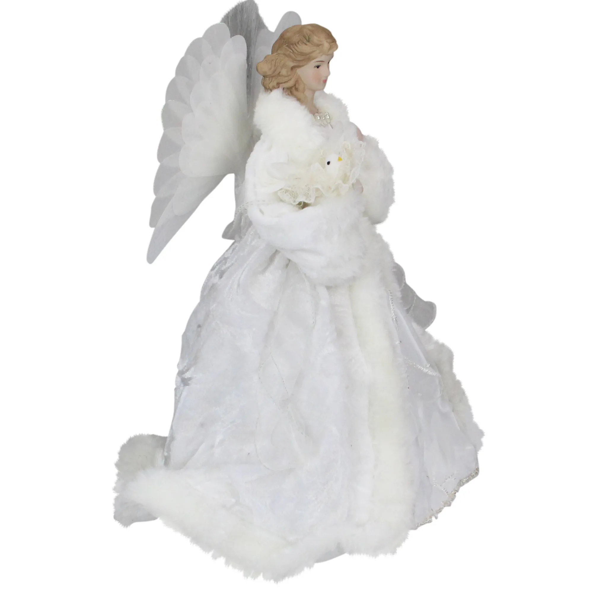 Northlight Angels-14" Lighted Fiber Optic Angel With White Gown Christmas Tree Topper