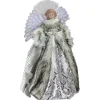 Northlight Angels-16" Lighted Fiber Optic Angel In Silver Gingham Coat Christmas Tree Topper