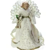 Northlight Angels-14" Lighted Fiber Optic Angel In Cream And Gold Gown Christmas Tree Topper