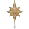 Northlight Stars-10" Lighted Frosted Clear And Gold Scroll Star Of Bethlehem Christmas Tree Topper - Clear Lights