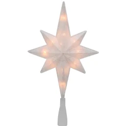 Northlight Stars-11" Lighted Frosted Clear And Rose Gold Bethlehem Star Christmas Tree Topper - Clear Lights