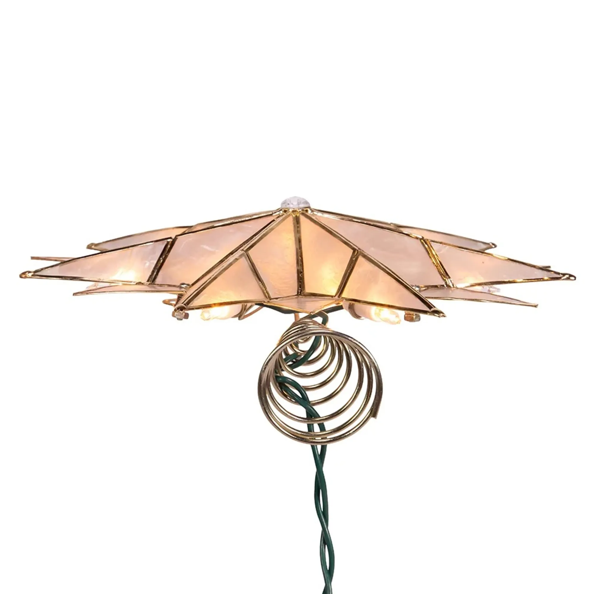 KSA Stars-9.75" Lighted Gold And Clear Star Christmas Tree Topper, Clear Lights