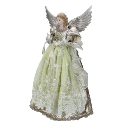 KSA Angels-16" Lighted Gold And Platinum Angel Christmas Tree Topper - Clear Lights